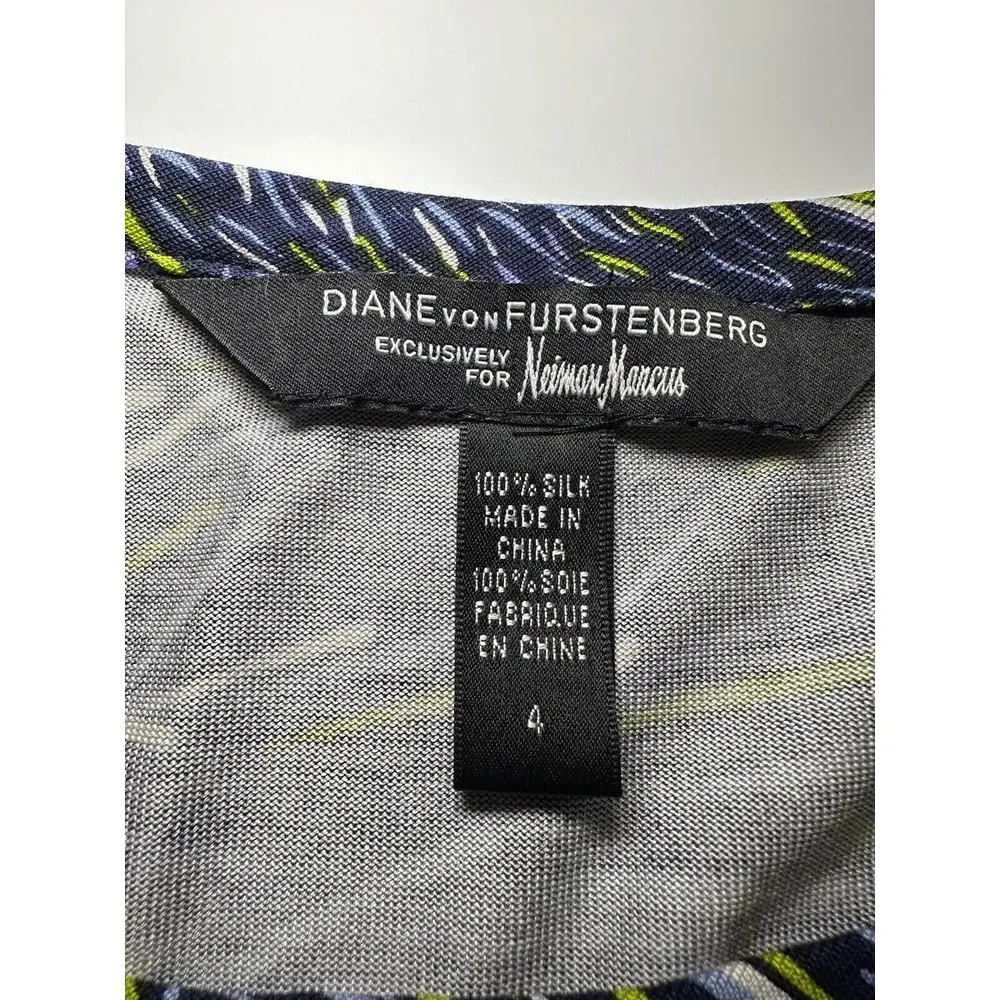Diane von Furstenberg for Neiman Marcus‎ 100% Silk Dress Size 4 Navy Multicolor - Picture 8 of 9